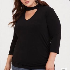 Torrid Black Studio Knit Choker Neck Top Size 0 Large 12